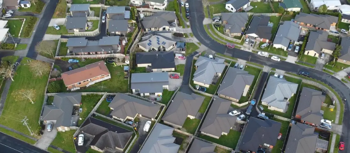 Aerial view of residential properties in Tasmania